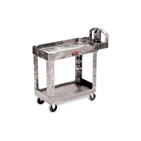 Rubbermaid Commercial Rubbermaid Premium Universal Plastic Utility Cart, 2 Shelf, 36Lx24W, Gray FG452088SPEC